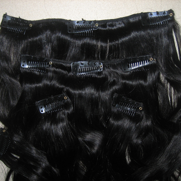 18" New 100% Real Human Hair Clip In Extensions - Picture 7 of 8
